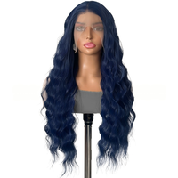 Perruque noire bouclée, perruque ondulée, perruque synthétique en dentelle transparente, perruque volumineuse en fibre synthétique, perruque frontale en dentelle sans colle