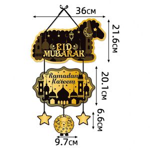 Decoración para Fiesta del Festival Eid Mubarak 2025, Adorno Colgante para Puerta en Negro y Dorado, Decoración para Fiesta del Festival de la Luna - Product Image 6
