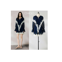 Robe à volants superposés à manches longues et col rond simple, nouvelle collection Printemps/Été 2026 pour femme
