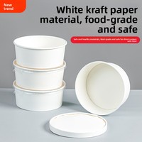 Bols à salade en papier kraft écologiques jetables, épaissis, avec logo personnalisé imprimé, avec couvercles, pour collations, bonbons, fast-food, biscuits, sucre