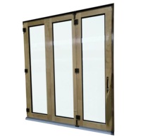 Puertas plegables de madera revestidas de aluminio de diseño moderno, marcos de puertas de ventanas de madera de bajo consumo duraderos para vidrio plegable de patio