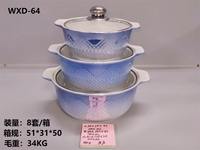 Ensemble de marmites à soupe en céramique plaquée colorée de luxe avec couvercle en verre et double anse gravée