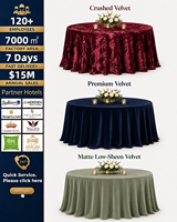 Nappe ronde en velours vert sauge de qualité supérieure pour la restauration, la location d'événements, les banquets d'hôtel et les fournitures