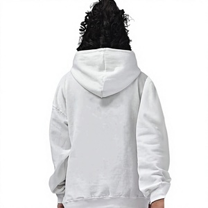 <b>Women</b> Oversized Hooded Sweatshirt Solid Color <b>Cream</b> Cotton Knitted Autumn Wear Regular Fit Full Sleeve - Product Image 4