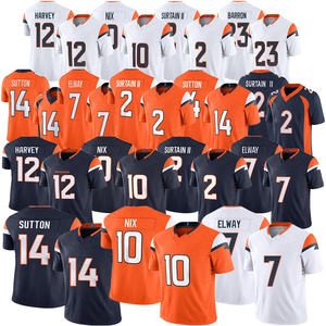Nouveau maillot de football américain cousu 2026 des Denver Broncos : Bo Nix, Courtland Sutton, Bonitto, RJ Harvey, Barron, Talanoa Hufanga, Elway - Product Image 1