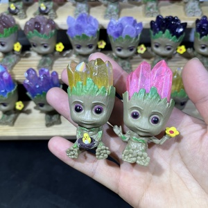 Figurines de dessin animé <span class=keywords><strong>Groot</strong></span> en cristal sculpté, mignonnes et guérisseuses, avec dents à aura, pour la décoration - Vente en gros - Product Image 2