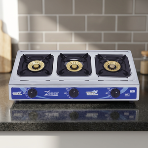 Table de cuisson à gaz 3 brûleurs en acier inoxydable avec protection anti-extinction, commande par bouton, allumage piézoélectrique, sans prise requise pour usage domestique - Product Image 2