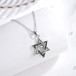 Changda 925 bijoux de luxe en argent étoile de david pavé bijoux étoile juive sceau messianique de jérusalem pendentif collier pour femmes - Product Image 3