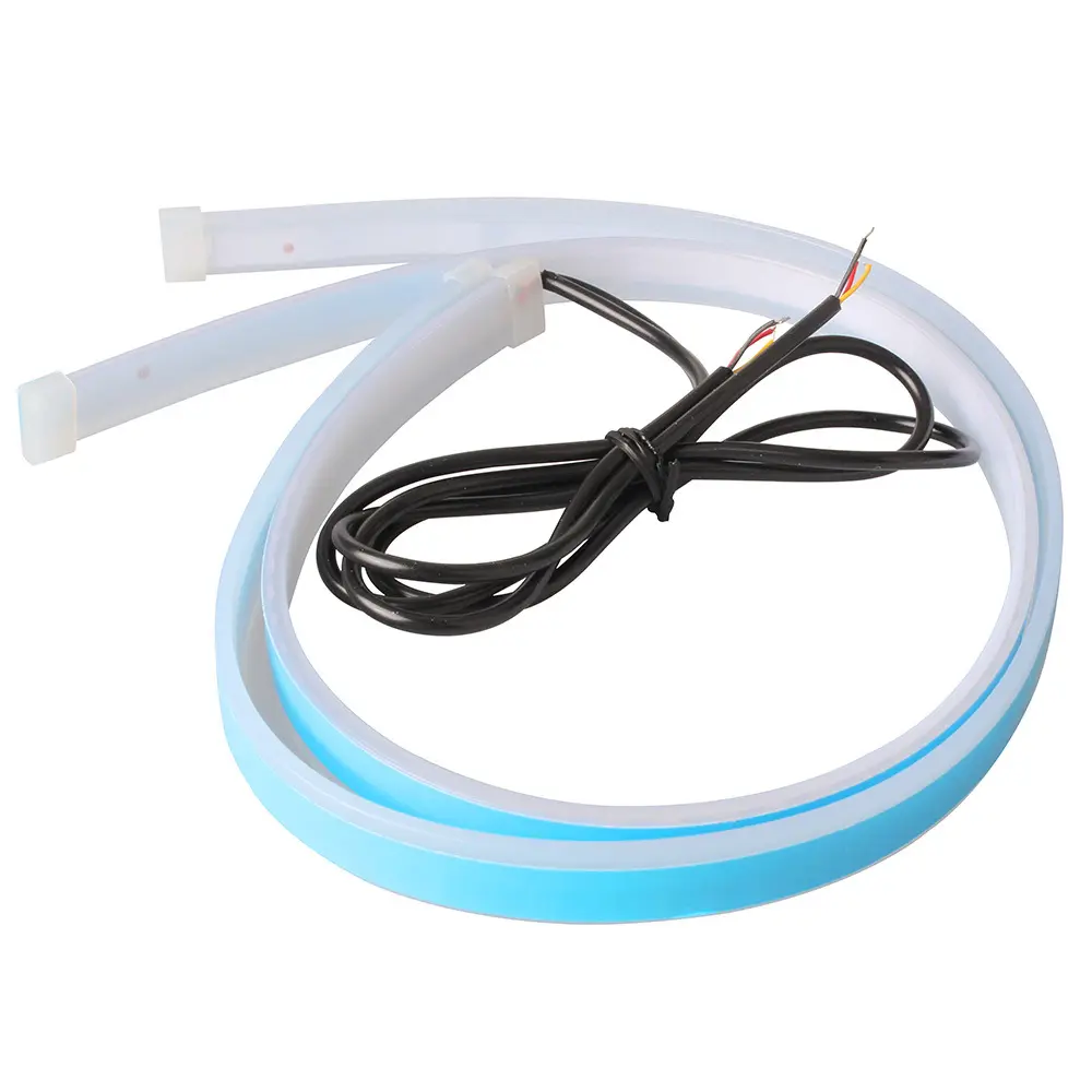 Car LED day with turning water light two-color streamer turn signal ultra-thin light guide teareye light white yellow