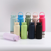 Bouteille d'eau sport isolée sous vide en acier inoxydable à double paroi avec revêtement caoutchouté TY RTS Stock 650ml/1000ml/1200ml, couvercle, 6-12 heures