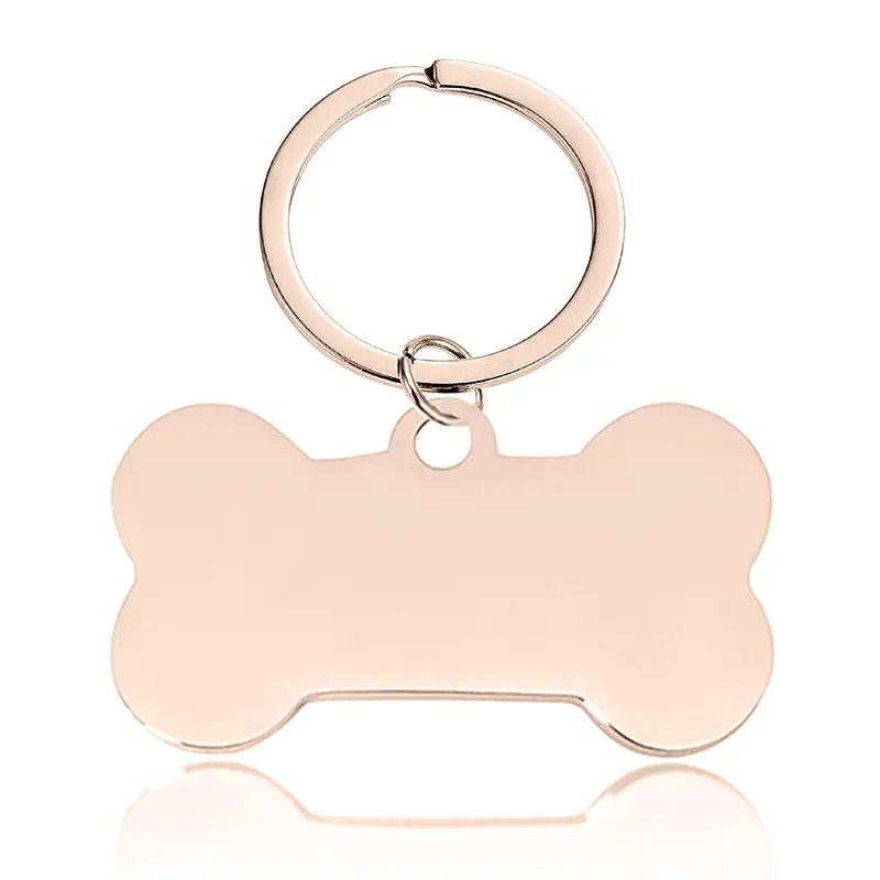 Etiqueta de nombre de perro cachorro de acero inoxidable grabado por sublimación láser Etiqueta de Metal en blanco llavero logotipo personalizado sublimación Collar de identificación de perro