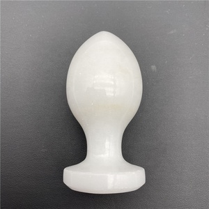 بالجملة بلورات لعبة الجنس الطبيعية تدليك الشفاء عصا بيضاء اليشم المكونات الشرجية - Product Image 4