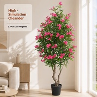 Oleander artificiel en bonsaï, en PE, rose rouge, plante verte décorative d'intérieur, ornement sur pied, 100-200 cm, usage commercial
