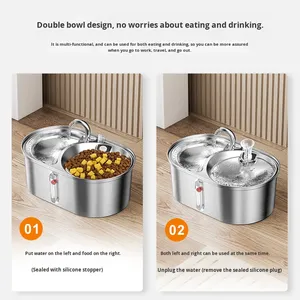 Double <strong>Bowl</strong> Design Food Grade 304 Stainless Steel Eco-friendly Pet Water Bottles Dispenser and Food <strong>Bowl</strong> for Cat <strong>Dog</strong> Indoor Use - Product Image 3