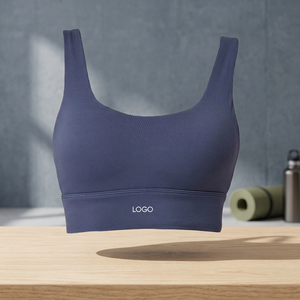 Lightweight Comfortable Breathable Front Logo High Elastic Medium Support Backless Women's Yoga Sports Bra Gym Quick Dry - Product Image 4