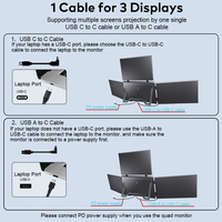 Extensor de Pantalla Triple para Portátil de 18.5 Pulgadas, Monitor Portátil IPS FHD Quad para Windows y MacBook, Ampliamente Compatible