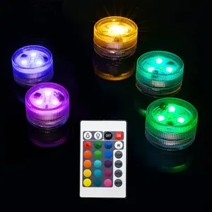 Mini Submersible Vases Tea Lights Waterproof Flameless LED Lights Battery Operated Small Candle Floating Flower Vase Night Light