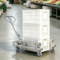 Chariot à main réglable en plastique pour caisses de fruits et légumes, chariot de manutention pour entrepôt et transport agricole