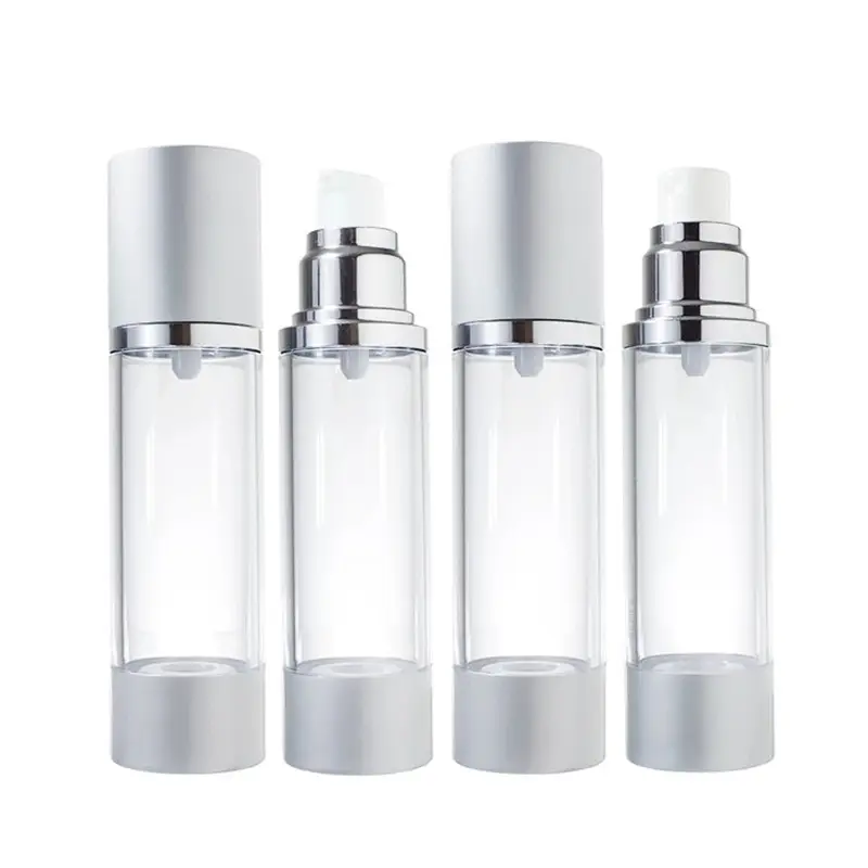 Luxury acrylic cosmetic silver fancy lotion 10ml 15ml 20ml 30ml 50ml 80ml 100ml 120ml airless pump bottles