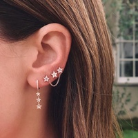 LOZRUNVE Joyería de Moda, Nuevo Diseño, Pendientes de Plata 925 con Circonita Cúbica y Esmalte en Forma de Luna, Alibaba Perú
