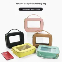 Nouvelle Trousse de Maquillage Portable de Voyage Haut de Gamme en Gros, Sac de Rangement Transparent en PVC à Fenêtre, Étui à Maquillage de Grande Valeur