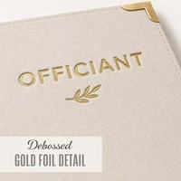 Carpeta de Cuero PU Tipo Gamuza Personalizada para Oficiante de Bodas, con Esquinas Metálicas Doradas, Tapa Dura, para Documentos de Ceremonia y Votos