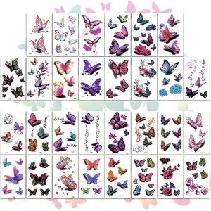 Wholesale Customized Full Color Tattoos Butterfly Face Tattoos Female Body Art Cool And Sexy Design 3d Tattoo Stickers