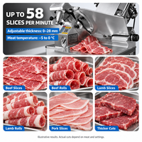 Trancheuse à viande professionnelle sur pied pour viande congelée (bœuf, mouton) et viande fraîche, fonctionnement automatique, aiguiseur de couteaux inclus