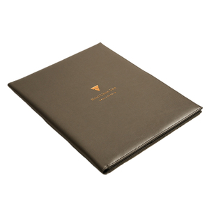 Factory Wholesale High Quality PU Leather Sewing Bound Logo Foil Custom Print A4 Organizer/Planner <b>Folder</b> - Product Image 1