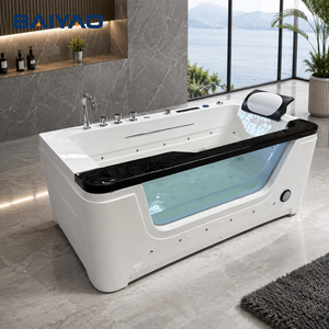 Bañera de hidromasaje inteligente Popular con rodapié, bañera de baño pequeña, bañera de masaje de baño acrílica cuadrada para interiores - Product Image 3