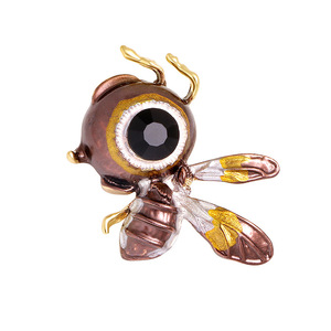 Broche de insecto transfronterizo, diseño de abeja y escarabajo, con detalles de gota de aceite, de aleación y con incrustaciones de diamantes de imitación, bonito, personalizado, estilo europeo - Product Image 5