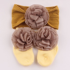 Conjunto de Calcetines y Diadema para Niñas de Invierno, Lindo, Suave, de Color Sólido, con Flores, Diadema Infantil, Calcetines de Tubo Medio Antideslizantes, Accesorios para el Cabello - Product Image 3