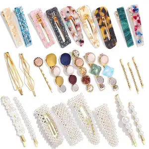 28Pcs Hot Bán Kim Loại Phụ Nữ Tự Nhiên Hairgrips Giả Ngọc Trai Phụ Nữ Tóc Clip Chuyên Nghiệp Ins Set