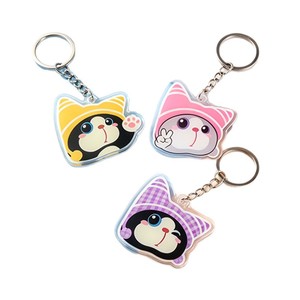 Spot Wholesale Cat Head <b>Keychain</b> Hat PVC UV Printed Scratch-Resistant Wear-Resistant Double-Sided Printing Personality Pendant - Product Image 4