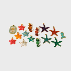 Esmalte lindo estrella <span class=keywords><strong>de</strong></span> mar <span class=keywords><strong>Cola</strong></span> <span class=keywords><strong>de</strong></span> <span class=keywords><strong>Caballo</strong></span> Coco Palm encantos colgante <span class=keywords><strong>de</strong></span> acero inoxidable playa tema colgante DIY joyería hallazgos - Product Image 3
