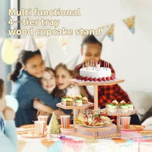Simple Solid Wood Three Layer Cake Stand Display <b>Shelf</b> For Toys <b>Desktop</b> Decoration - Product Image 3