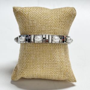 Nuevo Brazalete Elástico para Mujer <span class=keywords><strong>con</strong></span> Dijes de Ojo de Perla, Tono Dorado y Plateado, Acero Inoxidable, Brazalete Extensible, Joyería de Moda - Product Image 4