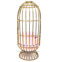 Chaise Trône Dorée avec Coussin en Cuir Fantaisie en Forme de Cage à Oiseaux en Acier Inoxydable pour Hôtel ou Salon, Mobilier d'Événement