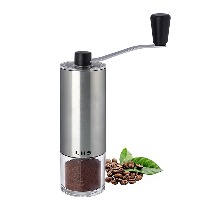 LHS Manual Coffee Grinder with Ceramic Conical Burr Stainless Steel Hand Crank Mill for Drip Coffee, Espresso, French Press