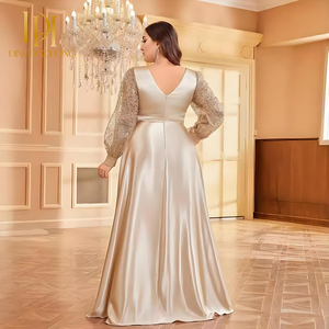 Abito da sera donna con scollo a V in seta a <span class=keywords><strong>maniche</strong></span> <span class=keywords><strong>lunghe</strong></span> aderente a forma di Pluse abito lungo da sera con <span class=keywords><strong>paillettes</strong></span> donna - Product Image 2