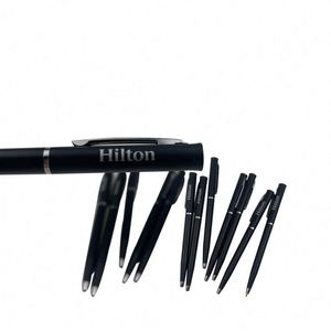 Plastic Twist Ballpoint Custom Black Slim Hilton Hotel Pen for Writing School Office Business Supplies - Product Image 1