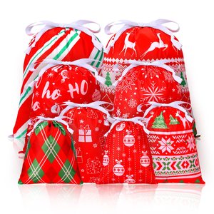 Sac en coton écologique personnalisé de haute qualité pour Noël, sac promotionnel Père Noël, pochette à cordon, sac cadeau avec logo - Product Image 3