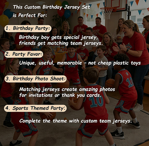 Set di Maglie da Basket per Bambini e Ragazzi per Compleanno |   Tessuto a Rete 180GSM Delicato sulla Pelle, Asciugatura Rapida, Traspirante, Personalizzabile per Feste - Product Image 6