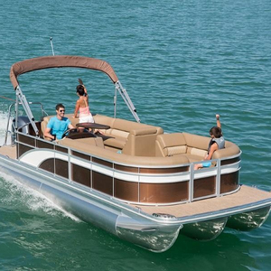 Ecocamper 24 Ft Fiberglass Fishing <strong>Pontoon</strong> <strong>Boats</strong> New Condition Outboard <strong>Motor</strong> for Lake Use at a Good Price - Product Image 1