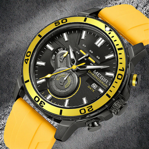 Reloj Deportivo MEGIR para Hombre con Caja de Aleación Naranja, Correa de Silicona, Cristal, Cronógrafo de Cuarzo, Fecha Automática, Manecillas Luminosas, Resistente al Agua - Product Image 1