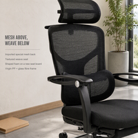 Chaise de bureau moderne en maille, hauteur réglable, fonction d'inclinaison, repose-pieds, pivotante, appuie-tête réglable - PP pour la maison, le bureau, l'atelier