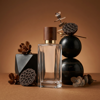 Nouvelle arrivée, flacon de parfum en verre noir carré de luxe vide, 50 ml, flacon vaporisateur de parfum avec emballage en boîte cadeau