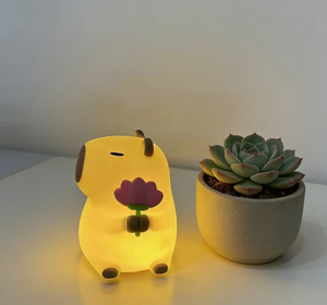Lámpara Nocturna de Silicona con Forma de Capibara para Dormitorio, Lámpara LED Recargable por USB, Lámpara de Noche Suave con Forma de Animal para Niños - Product Image 5