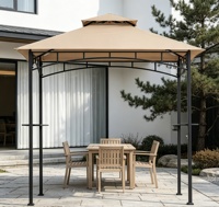 UPLION Gazebo de jardin à double niveau avec grillades, étagères latérales et crochets pour barbecue extérieur, patio, jardin et terrasse
