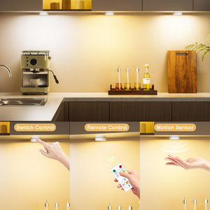 Under Cabinet Lighting, Rechargeable Motion <b>Sensor</b> Puck <b>Lights</b> <b>with</b> Remote, 3 Color Temper, Magnetic Stick on <b>Light</b> for Kitchen - Product Image 1